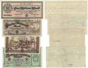 Banknoten, Deutschland / Germany, Lots und Sammlungen. Notgeld, Hamburg. 1 Mio Mark 10.8.1923, 50 Mio Mark 27.9.1923, 1 Mrd Mark, 10 Mrd Mark 20.10.19...