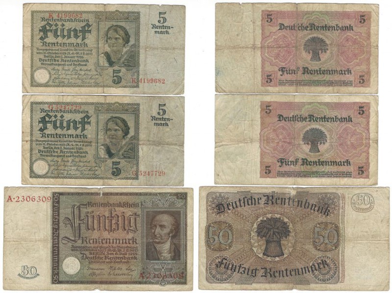 Banknoten, Deutschland / Germany, Lots und Sammlungen. Deutsche Rentenbark (1923...