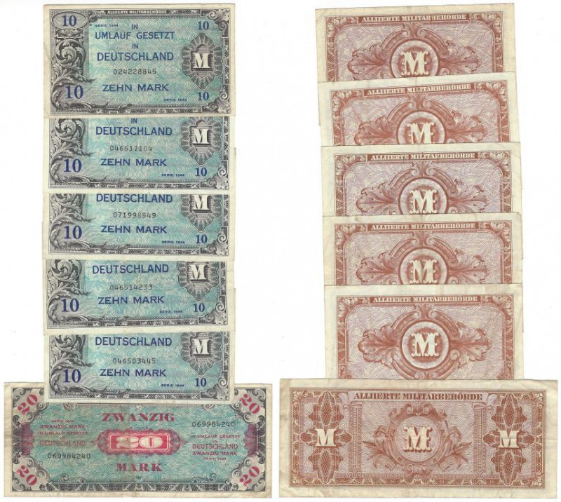 Banknoten, Deutschland / Germany, Lots und Sammlungen. Bank Deutscher Länder. 5 ...