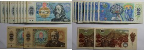 Banknoten, Tschechoslowakei. 20 Korun 1988 (9St),10 Korun 1986 (2St), II