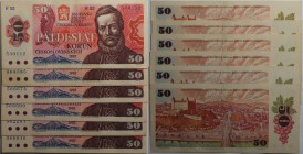 Banknoten, Tschechoslowakei. 50 Korun 1987. 6 Stück. II