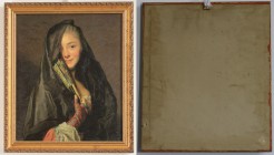 Kunst und Antiquitäten / Art and antiques. Gemälde. Alexander Roslin (1718–1793). Dame mit Schleier, 1768. Maße mit Rahmen: 40 x 34.3 cm. Reproduktion...