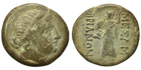 THRACE. Mesembria. Circa 175-115 BC. Ae (bronze, 6.92 g, 22 mm). Diademed female head to right. Rev. MEΣAM - BPIANΩΝ Athena Promachos to left, crested...