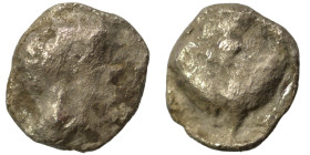 SAMARIA. "Middle Levantine" Series. Circa 375-333 BC. Hemiobol (silver, 0.39 g, 7 mm). Female head facing. Rev. Head right. Fine.