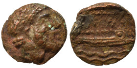 PHOENICIA. Arados. Uncertain king. Circa 400-384 BC. 1/16 Shekel (silver, 0.64 g, 8 mm). Laureate head of Ba'al-Arwad right. Rev. Galley right, above ...