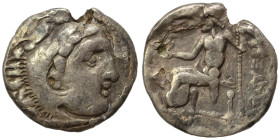 KINGS of MACEDON. Alexander III the Great, 336-323 BC. Drachm (silver, 3.05 g, 17 mm). Head of Herakles to right, wearing lion skin headdress. Rev. ΑΛ...