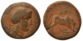 SELEUKID KINGS of SYRIA. Seleukos I Nikator, 312-281 BC. Ae (bronze, 8.26 g, 19 mm), Seleukeia on the Tigris. Head of Athena to right, wearing crested...