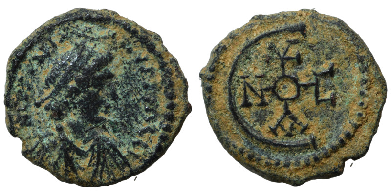 Justinian I, 527-565. Pentanummium (bronze, 1.98 g, 15 mm), Theoupolis (Antioch)...