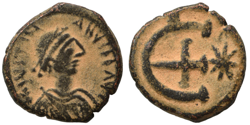 Justinian I, 527-565. Pentanummium (bronze, 2.63 g, 15 mm), Theoupolis (Antioch)...