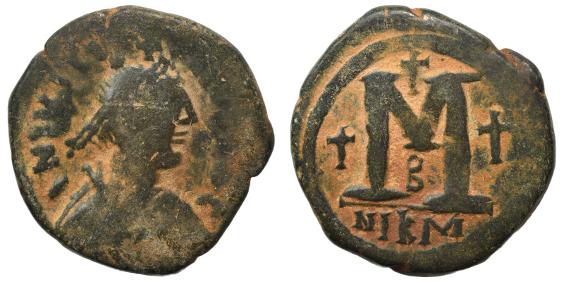 Justinian I, 527-565. Follis (bronze, 16.77 g, 31 mm), Nicomedia. D N IVSTIANVS ...