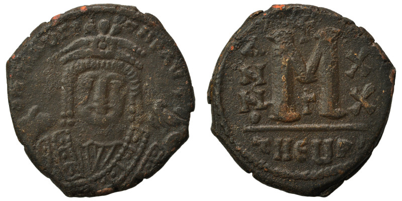 Maurice Tiberius, 582-602. Follis (bronze, 9.75 g, 28 mm), Theoupolis (Antioch)....