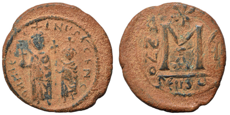 Heraclius, with Heraclius Constantine, 610-641. Follis (bronze, 13.82 g, 33 mm),...