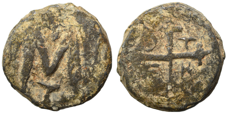 Uncertain (Crusaders?) seal (lead, 20.32 g, 25 mm). Nearly very fine.