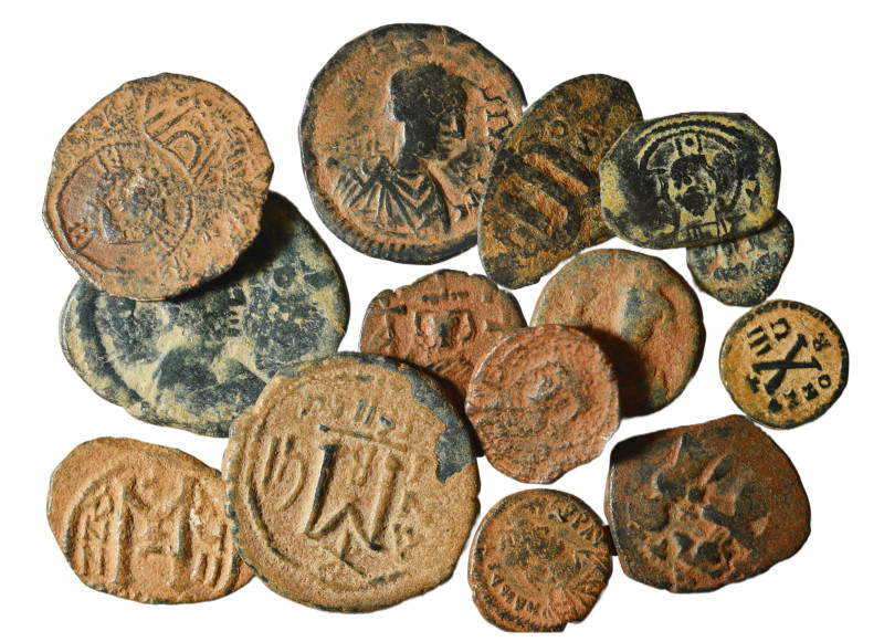 Group lot of 14 Byzantine coins. F-VF. As seen, no return