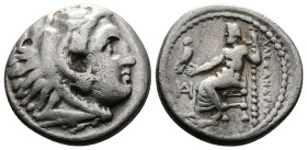 Kings of Macedon Alexander III the Great (336-323 BC.) AR Drachm (16mm, 4,20 g.) Miletos mint. Head of Herakles right, wearing lion skin. Rev. AΛEΞANΔ...