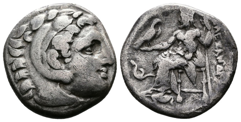 Kings of Macedon. Alexander III the Great. AR Drachm (16,5mm, 3,83g.) Lampsakos ...