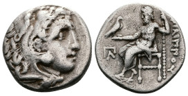 Kings of Macedon. Philip III Arrhidaios (323-317 BC.) AR Drachm (16 mm, 3,88 g.). Kolophon mint, ca. 323-319 BC. Head of Herakles to right, wearing li...