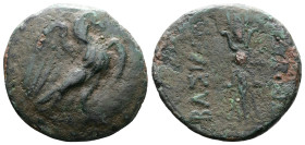Bithynia, Kings of. Prusias II Kynegos (182-149 BC.) AE (19,5 mm. 3,77 g.) Nikomedia mint. Eagle standing right, wings spread, on the amboss of a shie...