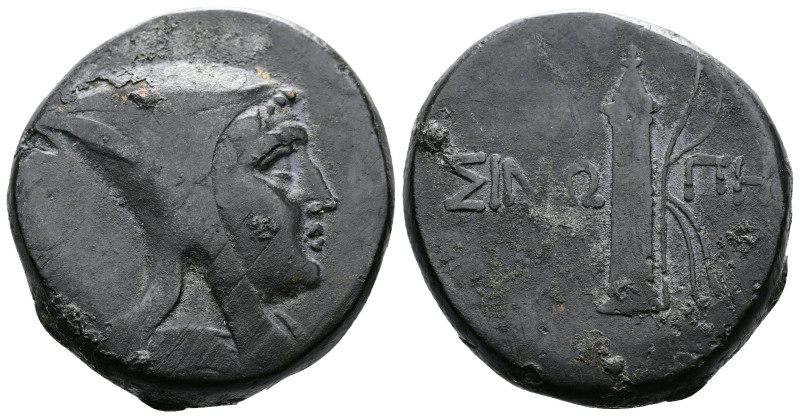 Paphlagonia. Sinope Time of Mithradates VI, 125-100 BC. Æ (25mm, 20,9g.) Male he...