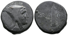 Paphlagonia. Sinope Time of Mithradates VI, 125-100 BC. Æ (25mm, 20,9g.) Male head right (Mithradates VI ?), wearing Persian leather cap bashlyk. Rev....