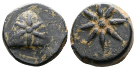 Pontos. Uncertain. 2nd.-1st. Century BC. AE (13 mm, 2.89 g.) Pilos decorated wih six-rayed star. Rev. Eight-rayed star. Unpublished in the standart li...