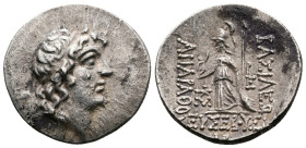 Kings of Cappadocia. Ariarathes IX Eusebes Philopator. (ca. 100-85 BC.) AR Drachm (19 mm, 3,58 g.). Eusebeia mint under Mount Argaios, RY 12 = 89/8. D...