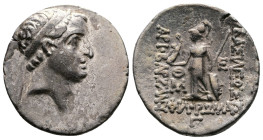 Kings of Cappadocia. Ariobarzanes I Philoromaios.(96-63 BC.) AR Drachm (19mm, 3,99g.). Eusebeia-Mazaca mint, dated RY 3 = 94/3 BC. Diademed head right...