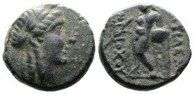Seleukid Kingdom. Antiochos III the Great (222-187 BC.) Æ (16,5mm, 4.74 g.). Sardes mint. Laureate head of Apollo right. Rev. [ΒΑ]ΣΙΛΕΩΣ [Α]ΝΤΙΟΧΟΥ Ap...