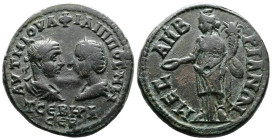 THRACE. Mesambria. Philip I Arab, with Otacilia Severa (244-249AD.) AE Pentassarion (26,5mm, 12,88g.) ΑΥΤ Μ ΙΟΥΛ ΦΙΛΙΠΠOC W Τ ϹEΒΗΡΑ ϹEΒ. Confronted b...