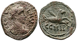 MYSIA. Parium. Gallienus (253-268 AD.) AE (22,5 mm, 5,99g.) Laureate, draped and cuirassed bust right. Rev. C G I H P. Capricorn right, with globe bet...