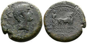 MYSIA. Parium. Augustus (27 BC- 14 AD.) AE (24,5 mm, 9,60 g.). M. Barbatius and M. Acilius, duoviri, P. Vibius, sacerdos Caesaris, and Q. Barbatius, p...