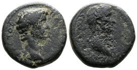 LYDIA. Thyateira. Claudius with Agrippina II (41-54 AD.). AE (18,5mm, 5,76g.) [ΤΙ ΚΛΑVΔΙΟC ΚΑΙCΑΡ] CЄΒΑCΤΟC. Bare head of Claudius right. Rev. [ΑΓΡΙΠΠ...
