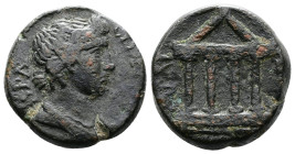 LYDIA. Sardeis. Pseudo-autonomous issue time of Vespasian (69-79 AD.) Æ (15,5mm., 3,62g.) IEΡA [CYNKΛHTOC] , draped bust of the Senate right. Rev. [CA...