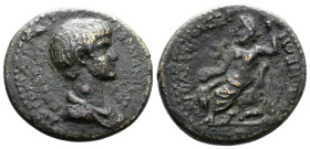 PHRYGIA. Acmonea. Nero (54-68 AD.) AE (19mm, 3,94g.) L. Servenius Capito, magistrate. AYTOΚΡΑΤΩΡ ΝΕΡΩΝ ΚΛΑΥΔΙΟΣ ΚΑΙΣΑΡ / ΣΕΒΑΣΤΟΣ ΓΕΡΜΑΝΙΚΟΣ. Barehead...