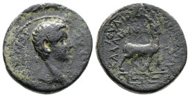 PHRYGIA. Apameia. Tiberius (14-37 AD.) AE (15mm, 2,70g.) Gaios Ioulios Kallikles, magistrate. ΓEPMANIKOΣ KAIΣAP. Bare head of Germanicus right. Rev. I...