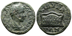 PHRYGIA. Cibyra. Gordian III (238-244 AD.) AE (19mm, 3,77g.) [A K M AN ΓOPΔIANOC] Laureate, draped and cuirassed bust right. Rev. KIBYPA / TΩN. Basket...