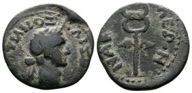PHRYGIA. Nacolea. Domitian (81-96 AD). AE (17,5 mm, 2,73 g.) AYT ΔOMITIANOΣ KAI ΣEB ΓE. Radiate head right. Rev. NAKOΛEΩN. Winged caduceus. RPC II 141...