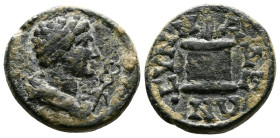 PHRYGIA. Synnada. Pseudo-autonomous. Time of Marcus Aurelius 2nd. Century AD. AE (15mm, 3,15 g.). Youthful bust of Hermes (Mercury) caduceus in right ...