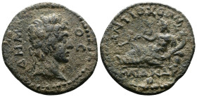 CARIA. Antioch ad Maeandrum. Pseudo-autonomous. Time of Septimius Severus (193-211 AD.). AE (24,5mm, 5,63g.) ΔHMOC. Laureate and draped bust of Demos ...
