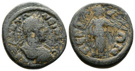 PAMPHYLIA. Perge. Caracalla (198-217 AD.) AE Hemiassarion (18 mm, 4,33 g.) Α Κ Μ Α ΑΝΤΩΝЄΙΝΟC , laureate, draped and cuirassed bust of Caracalla right...