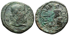 PISIDIA. Isinda. Pseudo-autonomous issue. Assarion (20,5 mm, 4.88 g.), time of Gallienus, 253-268 AD. ΔHMOC Laureate and bearded head of Demos to righ...