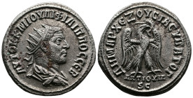 SELEUCIS and PIERIA. Antioch. Philip I (244-249 AD.) Billon Tetradrachm (26 mm, 11.38 g.) 247 AD. AYTOK K MO IOYΛI ΦΙΛΙΠΠΟC CEB Radiate, draped and cu...