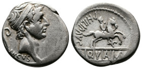 L. Marcius Philippus 56 BC. AR Denarius (18 mm, 3,89 g.) ANCVS, Head of Ancus Marcus to right, wearing diadem; behind, lituus / PHILIPPVS Equestrian s...