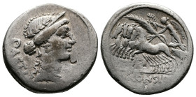 C. Considius Paetus. 46 BC. AR Denarius (18 mm, 3,76 g.) Rome. PAETI. Laureate and diademed head of Venus right. Rev. C CONSIDI. Victory driving quadr...