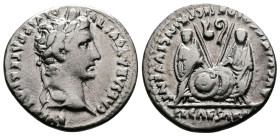Augustus. 27 BC.- 14 AD. AR Denarius (18.5 mm, 3.91 g.). Lugdunum mint, struck 2 BC. - 4 AD. CAESAR AVGVSTVS DIVI F PATER PATRIAE, laureate head of Au...