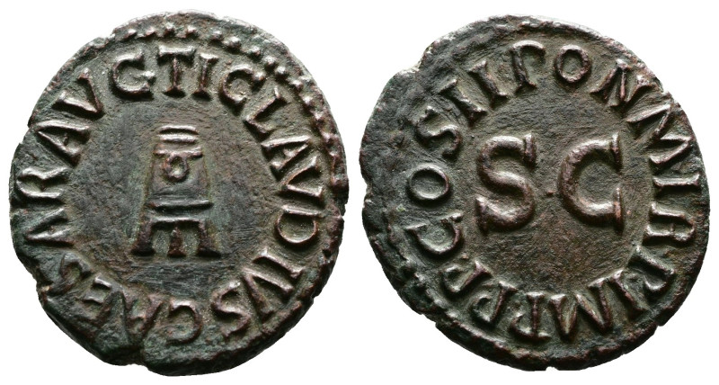 Claudius (41-54 AD). AE Quadrans (18,5 mm, 3.05 g.) Rome, 41 AD. TI CLAVDIVS CAE...
