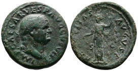 Vespasian. (69-79 AD.) AE As (28 mm, 10,94 g.) Rome mint, struck 76 AD. IMP CAESAR VESP AVG COS VII, laureate bust of Vespasian right. Rev. [AEQ-V] IT...