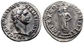 Domitian, (81-96 AD.) AR Denarius (19,5 mm, 3,36 g.) struck in Rome, 88 AD. IMP CAES DOMIT AVG GERM P M TR P VII Laureate head of Domitian to right. R...