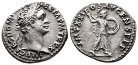 Domitian (81-96 AD.) Rome AR Denarius (18,5mm, 3,28g.) IMP CAES DOMIT AVG GERM P M TR P X; laureate head of Domitian right. Rev. IMP XXI COS XV CENS P...