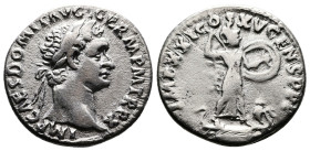 Domitian (81-96 AD.) AR Denarius (17,5mm, 3,01g.) struck in Rome, 90 AD. IMP CAES DOMIT AVG GERM P M TR P X, laureate head right. Rev. IMP XXI COS XV ...